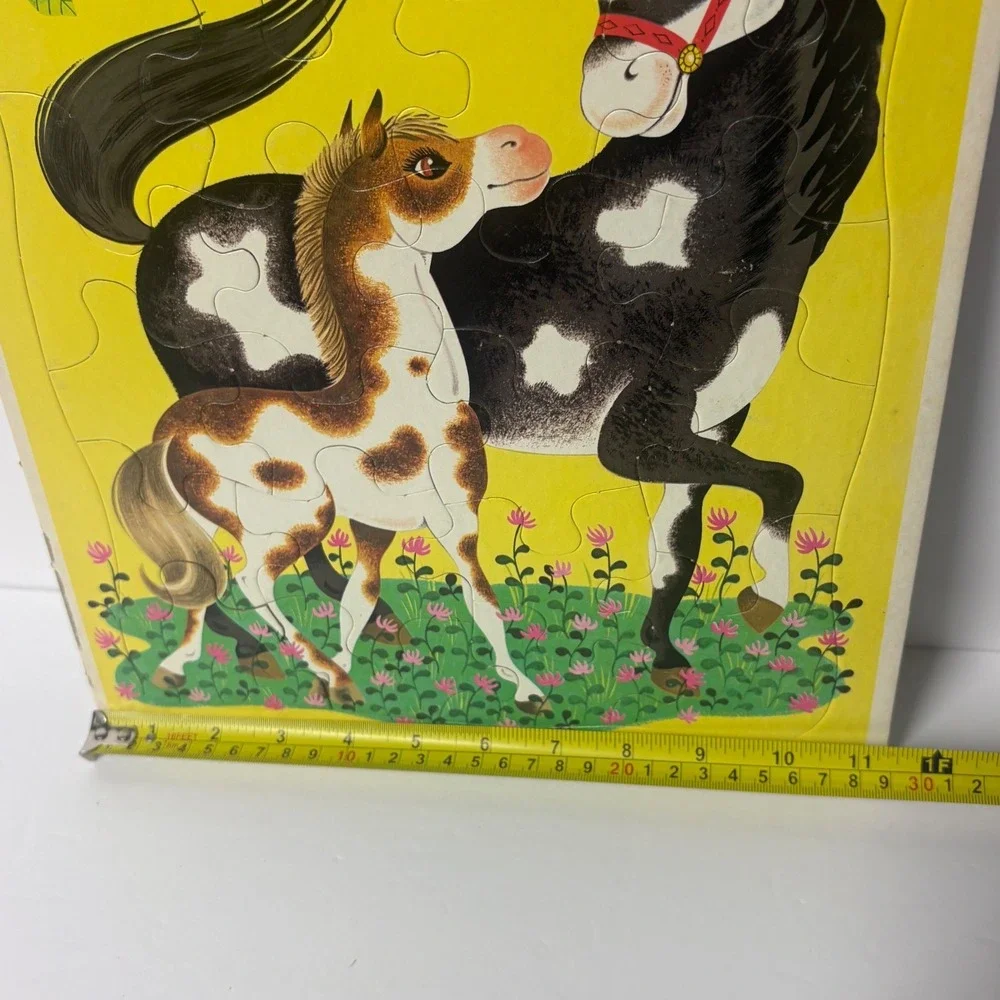 Vintage 1968 Rainbow Works Happy Horses Frame-Tray Puzzle 75908-3 Retro Decor